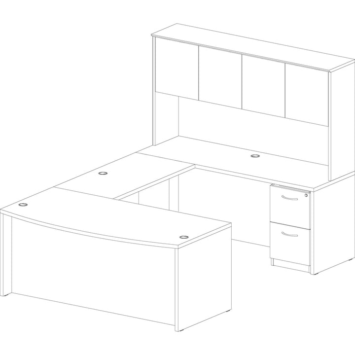Image of Lorell Desk Shell, Bowfront, 72"x41-2/5"x29-1/2", Mahogany