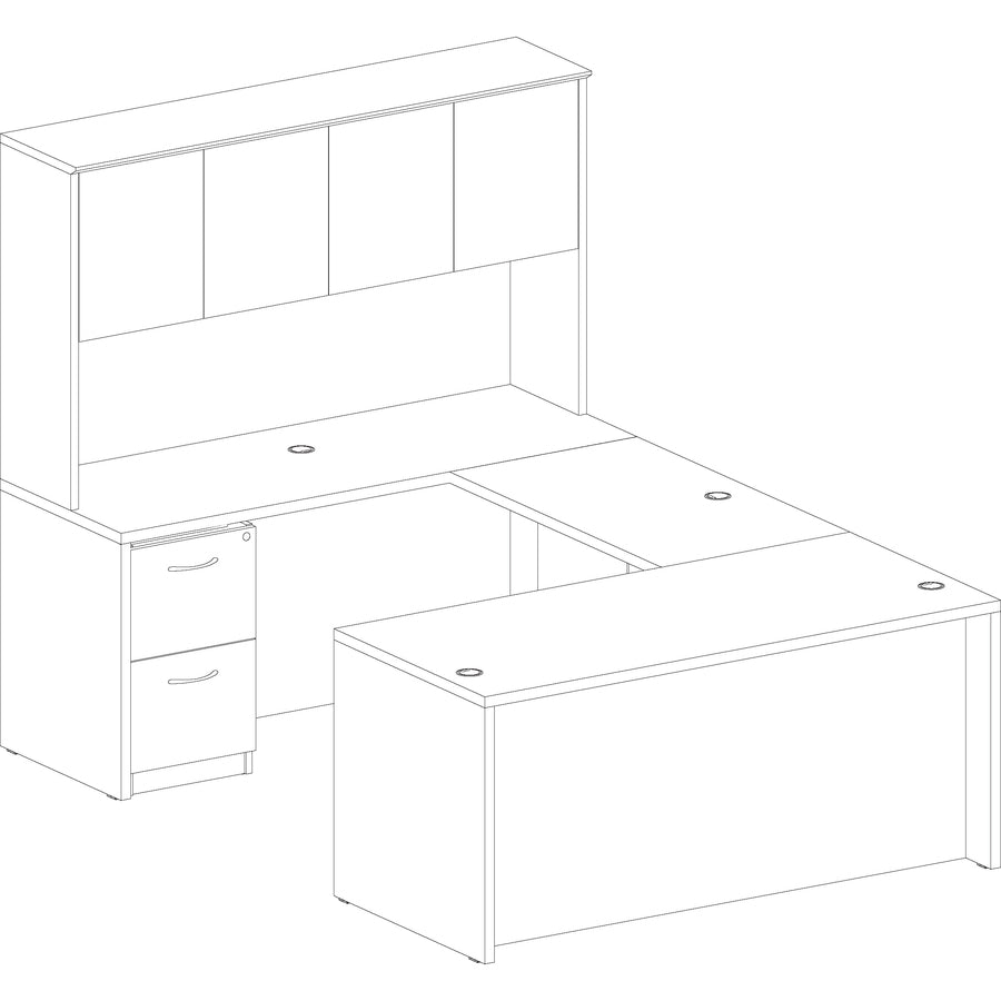 Image of Lorell Hutch, w/Doors, 66"x15"x36", Mahogany