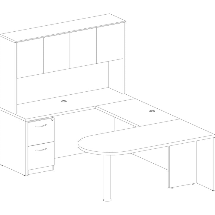 Image of Lorell Hutch, w/Doors, 66"x15"x36", Mahogany
