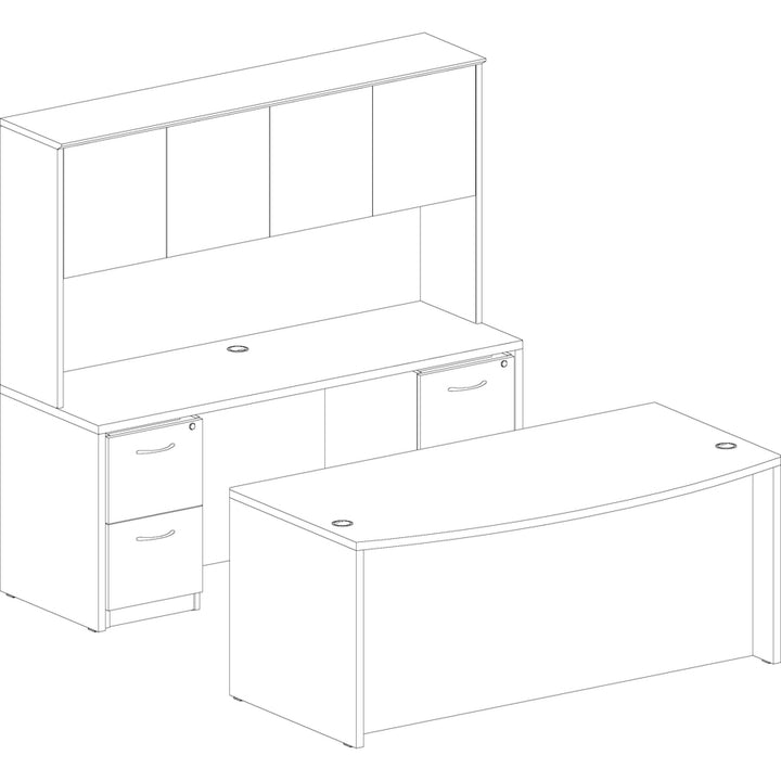 Image of Lorell Hutch w/Doors,72"x15"x36",Mahogany