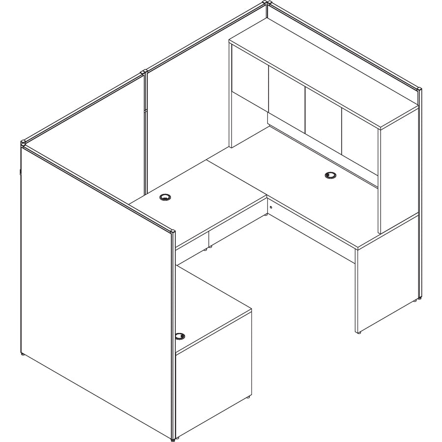 Image of Lorell Hutch w/Doors,72"x15"x36",Mahogany