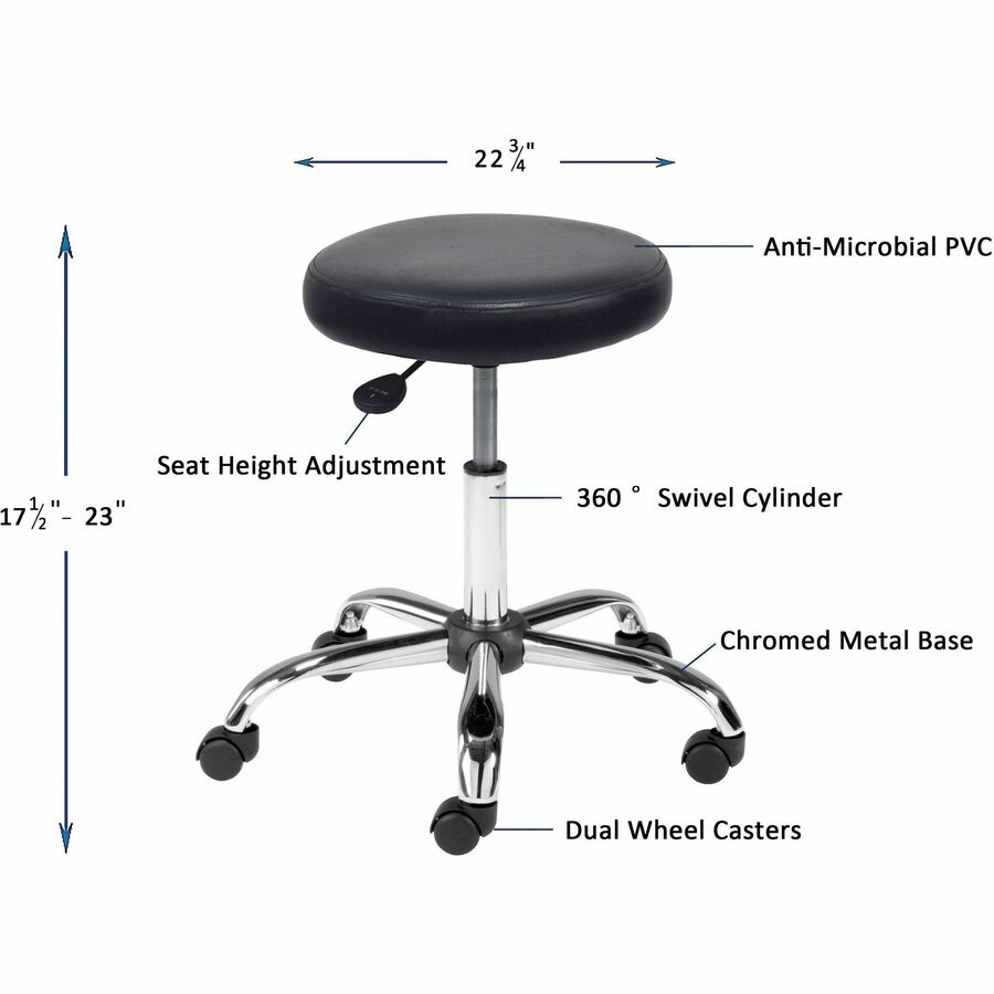 Image of Lorell Pneumatic Height Stool, Backless, 24"x24"x23", Black