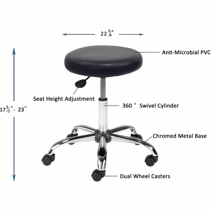 Image of Lorell Pneumatic Height Stool, Backless, 24"x24"x23", Black
