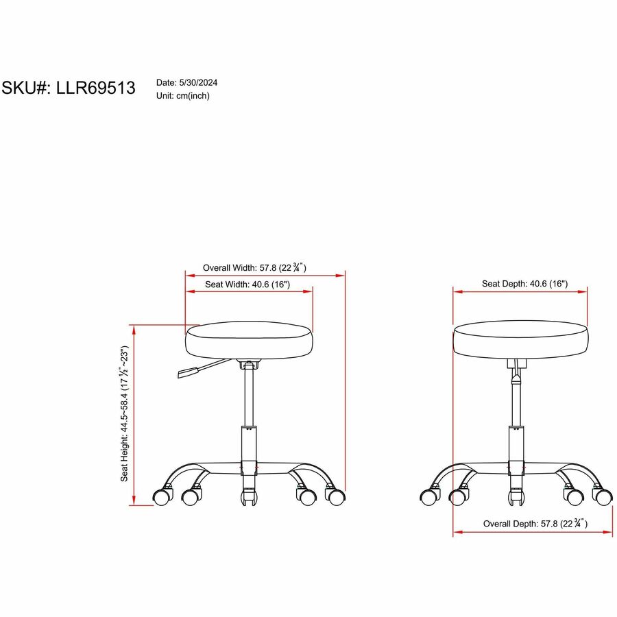 Image of Lorell Pneumatic Height Stool, Backless, 24"x24"x23", Black