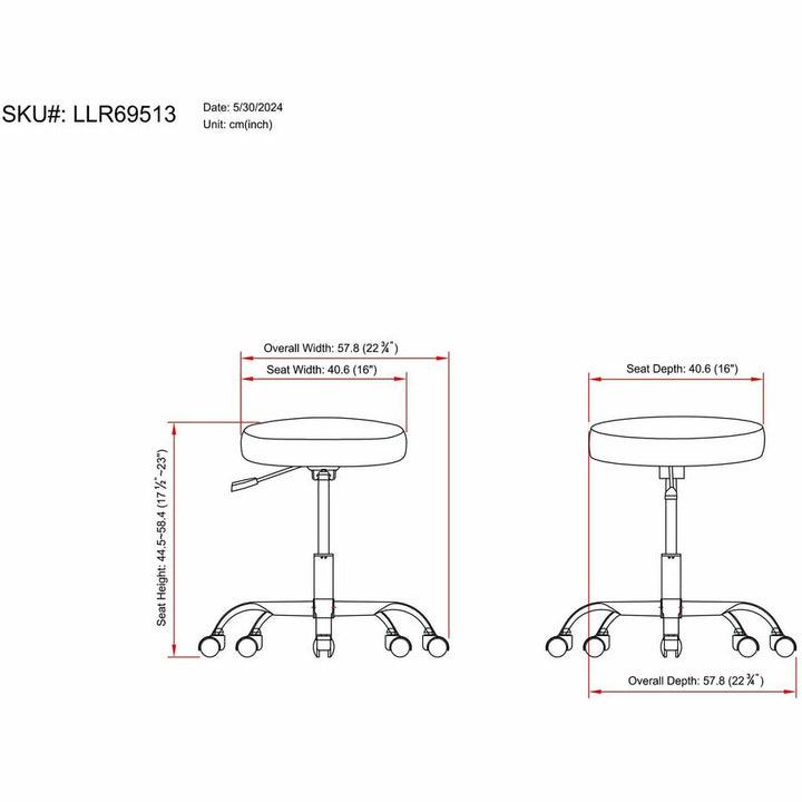 Image of Lorell Pneumatic Height Stool, Backless, 24"x24"x23", Black