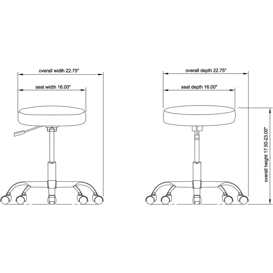 Image of Lorell Pneumatic Height Stool, Backless, 24"x24"x23", Black