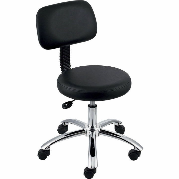 Image of Lorell Pneumatic Height Stool, w/Back, 24"x24"x36", Black