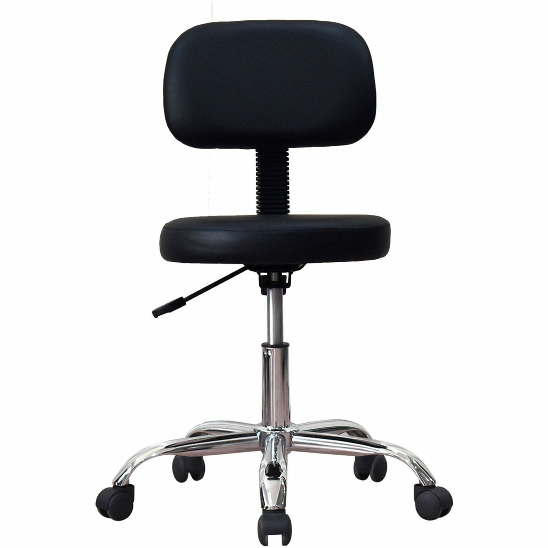 Image of Lorell Pneumatic Height Stool, w/Back, 24"x24"x36", Black