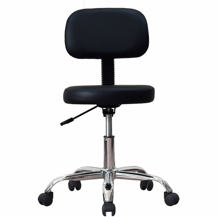 Image of Lorell Pneumatic Height Stool, w/Back, 24"x24"x36", Black