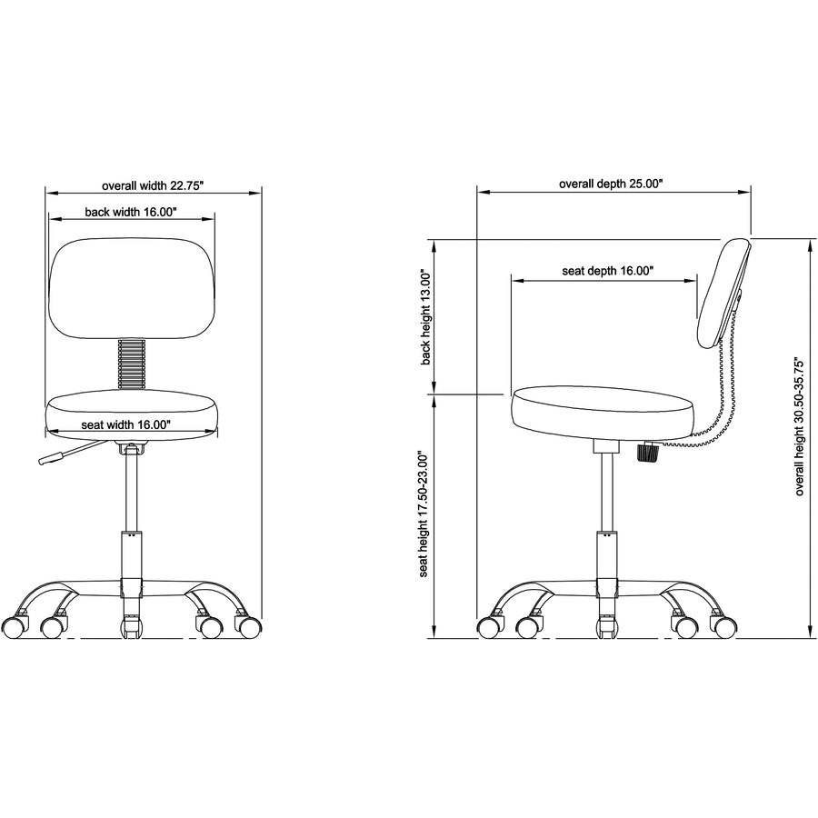 Image of Lorell Pneumatic Height Stool, w/Back, 24"x24"x36", Black