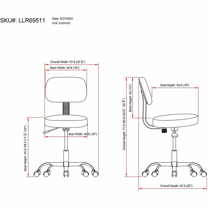 Image of Lorell Pneumatic Height Stool, w/Back, 24"x24"x36", Black