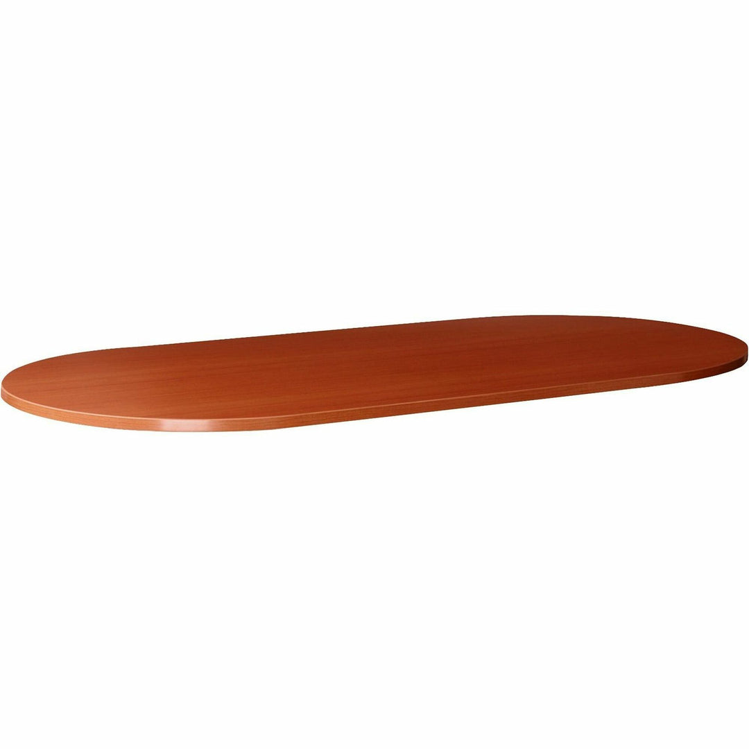 Image of Lorell 69122 Essentials Oval Conference Tabletop, 1" H x 94.5" W x 47.3" D x 1.3" Thickness, Finish: Cherry, Laminate, 1 Each