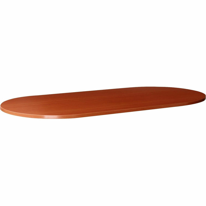Image of Lorell 69122 Essentials Oval Conference Tabletop, 1" H x 94.5" W x 47.3" D x 1.3" Thickness, Finish: Cherry, Laminate, 1 Each