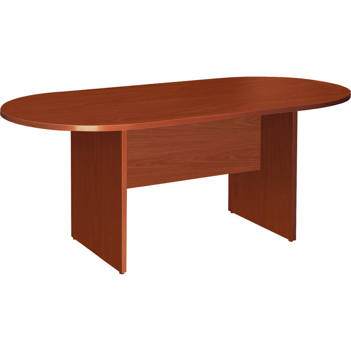 Image of Lorell 69122 Essentials Oval Conference Tabletop, 1" H x 94.5" W x 47.3" D x 1.3" Thickness, Finish: Cherry, Laminate, 1 Each