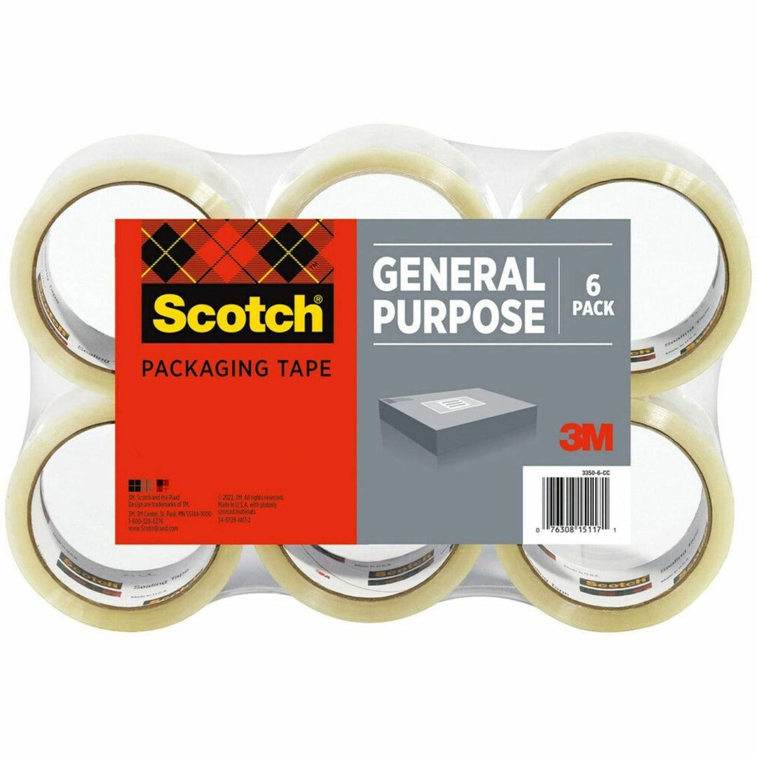 Image of Scotch® 3350 General Purpose Packaging Tape, 3" Core, 1.88" X 54.6 Yds, Clear, 6/pack