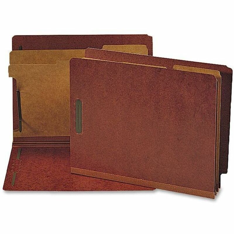 Image of Nature Saver End Tab Classification Folders, 2 Dividers, Ltr, 10/BX, Red