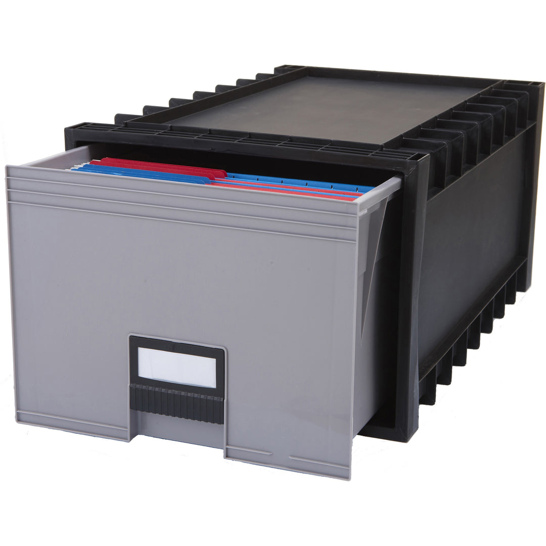 Image of Storex Archive Storage Box, LTR, 24"D, Black/Gray
