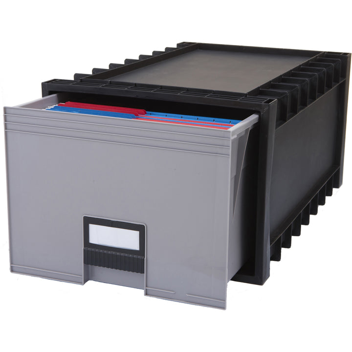 Image of Storex Archive Storage Box, LTR, 24"D, Black/Gray