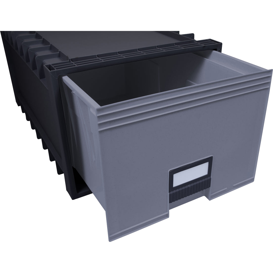 Image of Storex Archive Storage Box, LTR, 24"D, Black/Gray