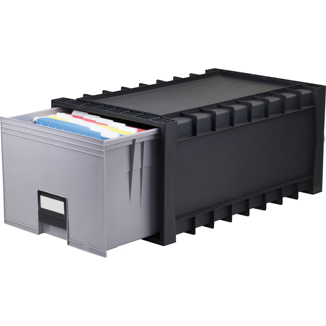 Image of Storex Archive Storage Box, LTR, 24"D, Black/Gray