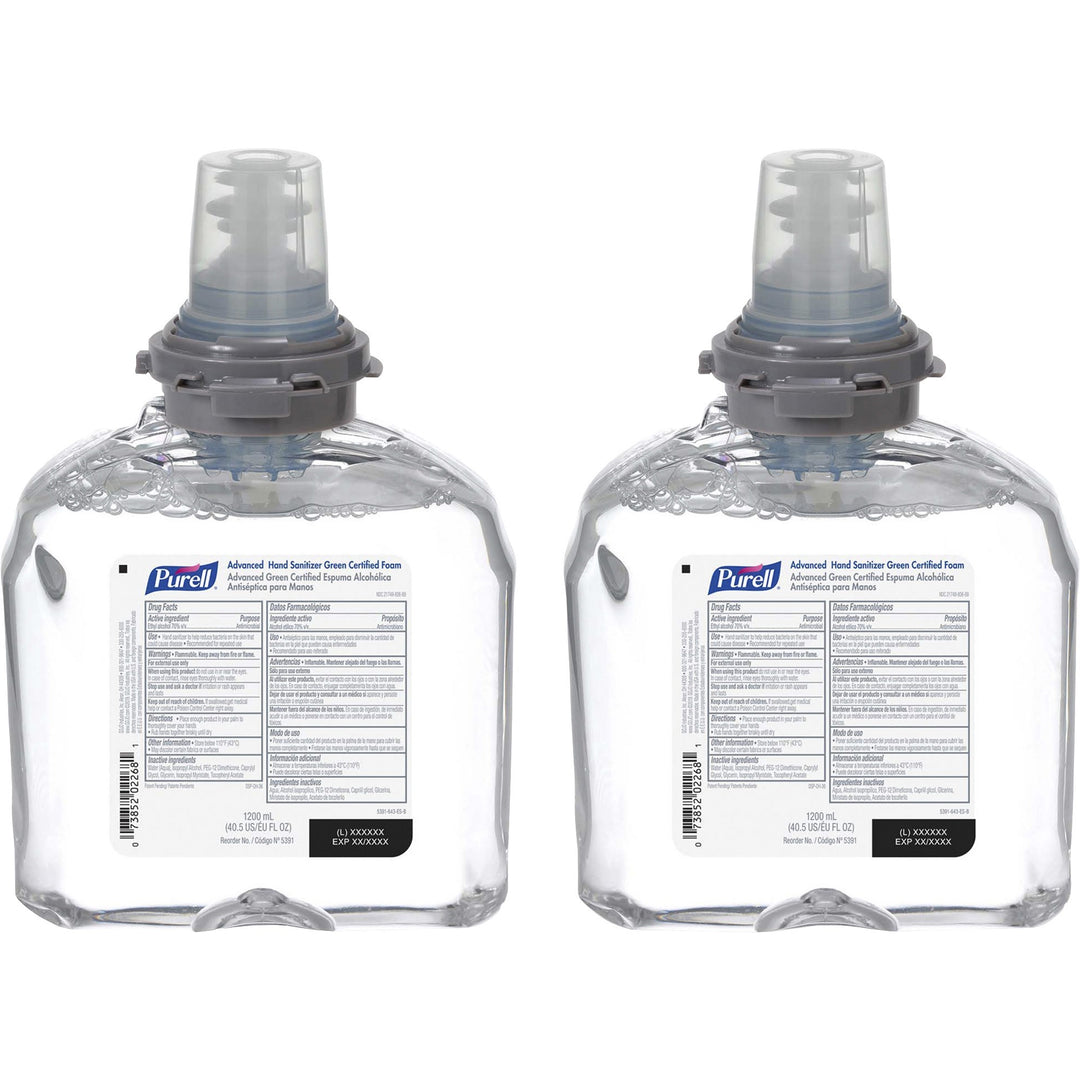 Image of GOJO® Foam Refill, f/PURELL TFX Dispensers, 1200ml, 2/CT, Clear