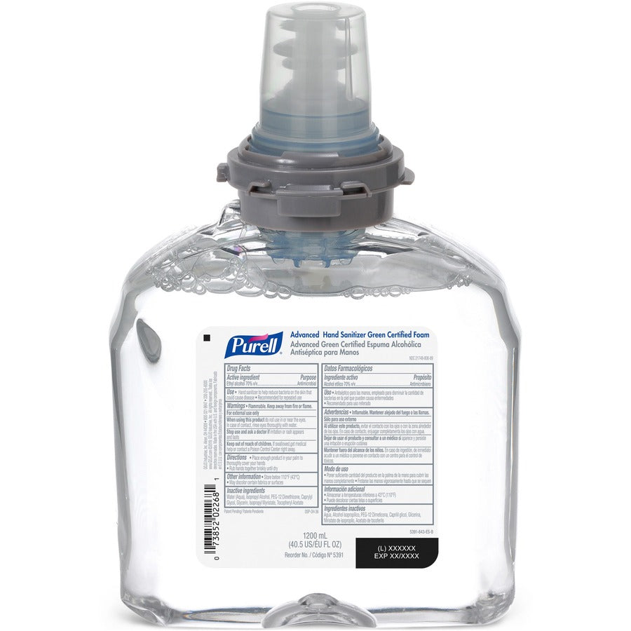 Image of GOJO® Foam Refill, f/PURELL TFX Dispensers, 1200ml, 2/CT, Clear
