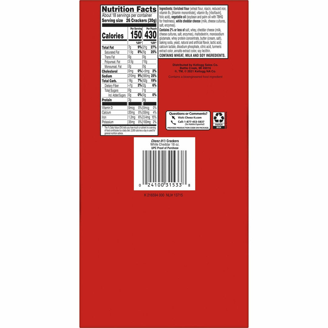 Image of Keebler® Cheez-It Snack Crackers, 3 oz., 6/BX, White Cheddar