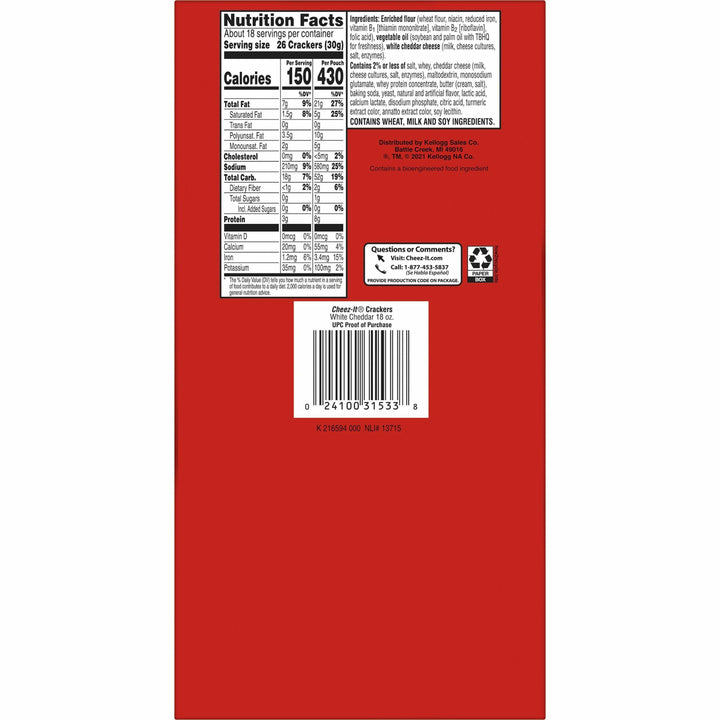 Image of Keebler® Cheez-It Snack Crackers, 3 oz., 6/BX, White Cheddar