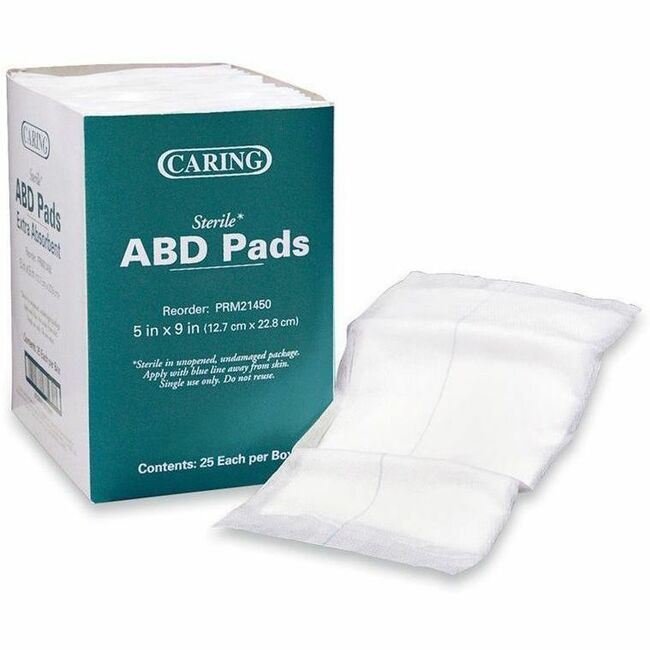 Image of Medline Abdominal Pads, Sterile, 5"x9", 25/BX, White