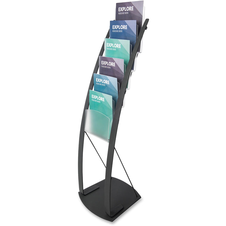 Image of deflecto® Literature Floor Stand, 6 Compartments, 13"x16-1/2"x49", BK