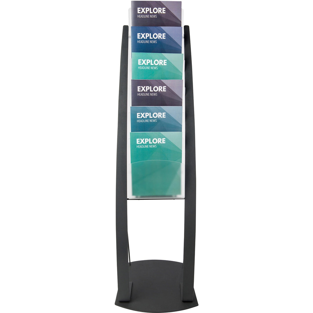 Image of deflecto® Literature Floor Stand, 6 Compartments, 13"x16-1/2"x49", BK