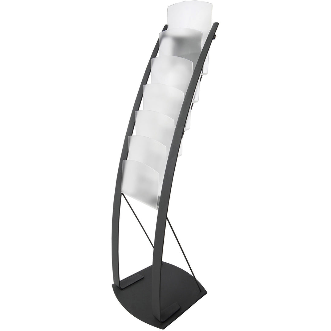 Image of deflecto® Literature Floor Stand, 6 Compartments, 13"x16-1/2"x49", BK