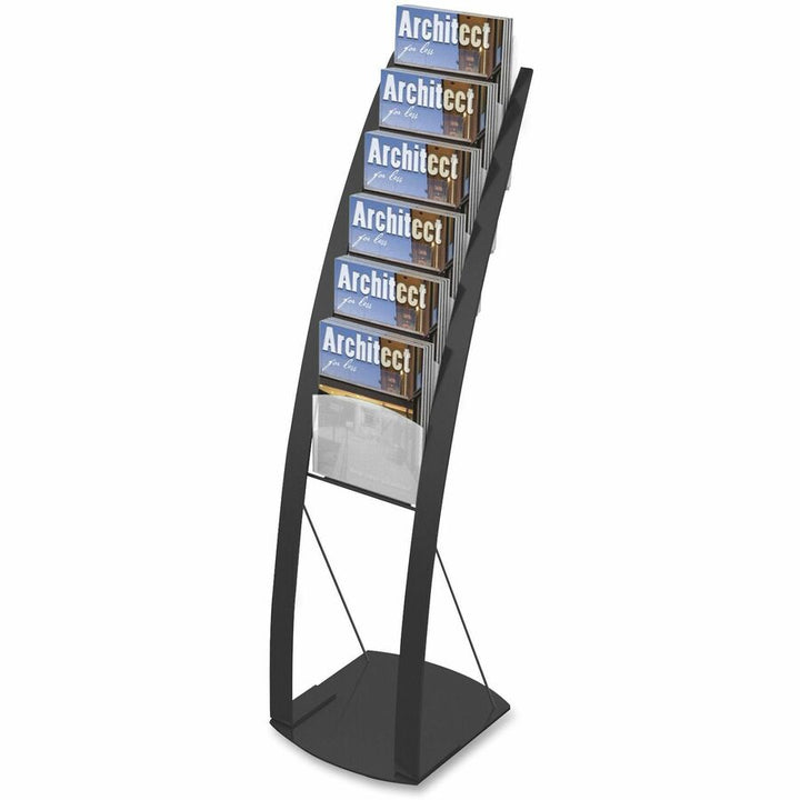 Image of deflecto® Literature Floor Stand, 6 Compartments, 13"x16-1/2"x49", BK