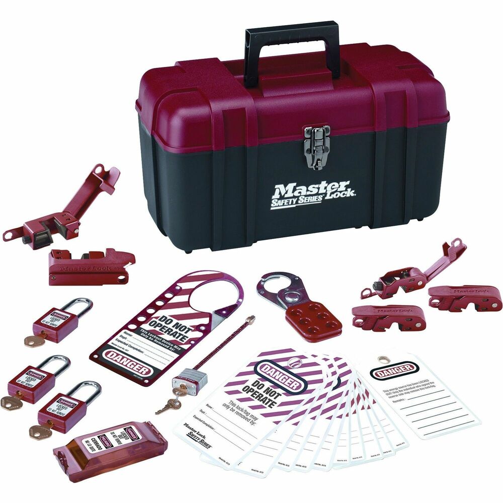 Image of Master Lock Company Electrical Lockout Kit, Portable Safety Carry Case, RD/BK