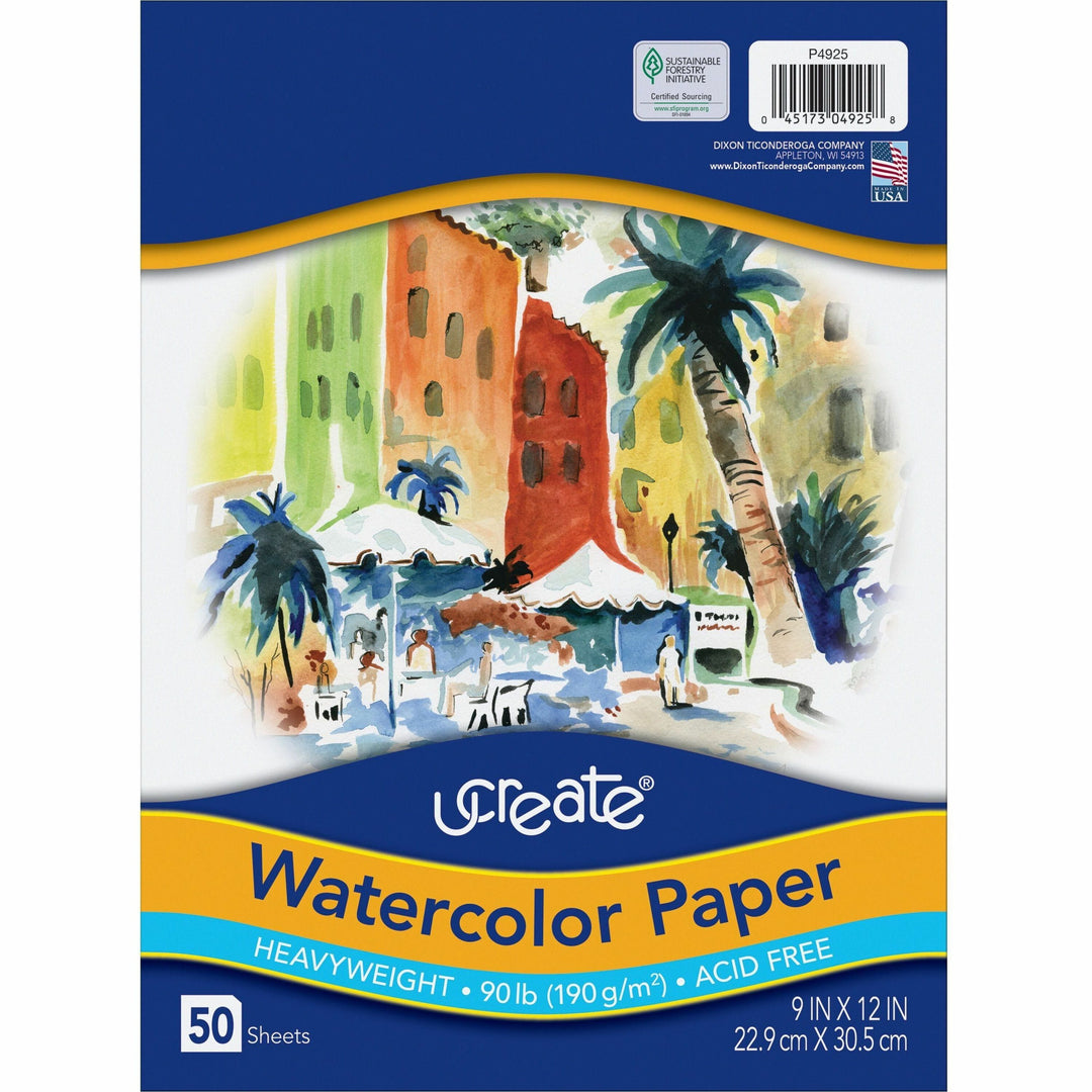 Image of Pacon® Watercolor Paper, 90lb., 9"x11", 50SH/PK, White