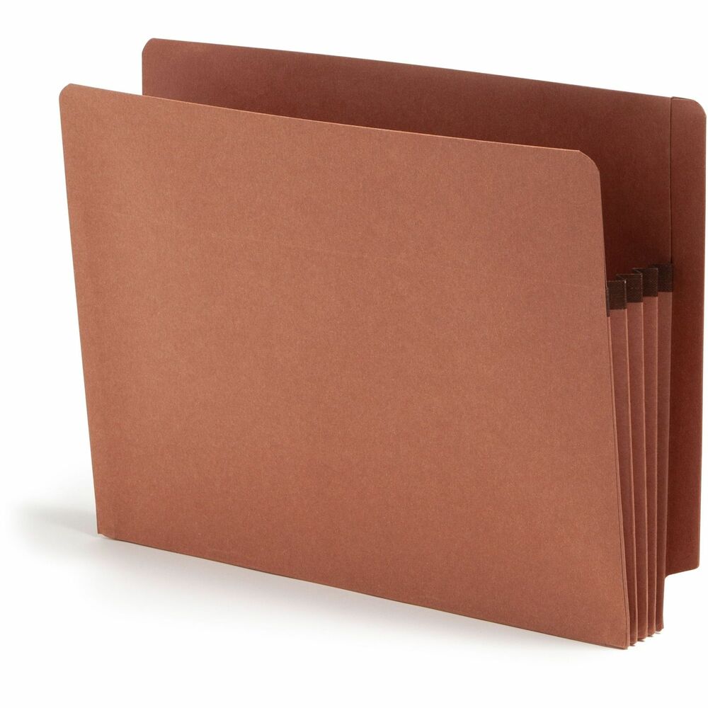 Image of Smead Pocket End Tab, Recycled, 3-1/2" Exp, Ltr, 25/BX, Redrope