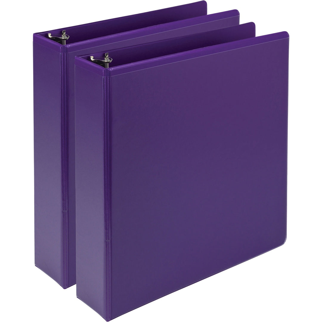 Image of Samsill® Earth's Choice Plant-Based Durable Fashion View Binder, 3 Rings, 2" Capacity, 11 x 8.5, Purple, 2/Pack