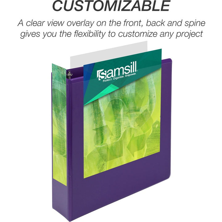Image of Samsill® Earth's Choice Plant-Based Durable Fashion View Binder, 3 Rings, 2" Capacity, 11 x 8.5, Purple, 2/Pack