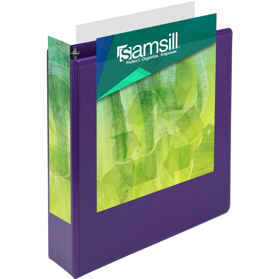 Image of Samsill® Earth's Choice Plant-Based Durable Fashion View Binder, 3 Rings, 2" Capacity, 11 x 8.5, Purple, 2/Pack