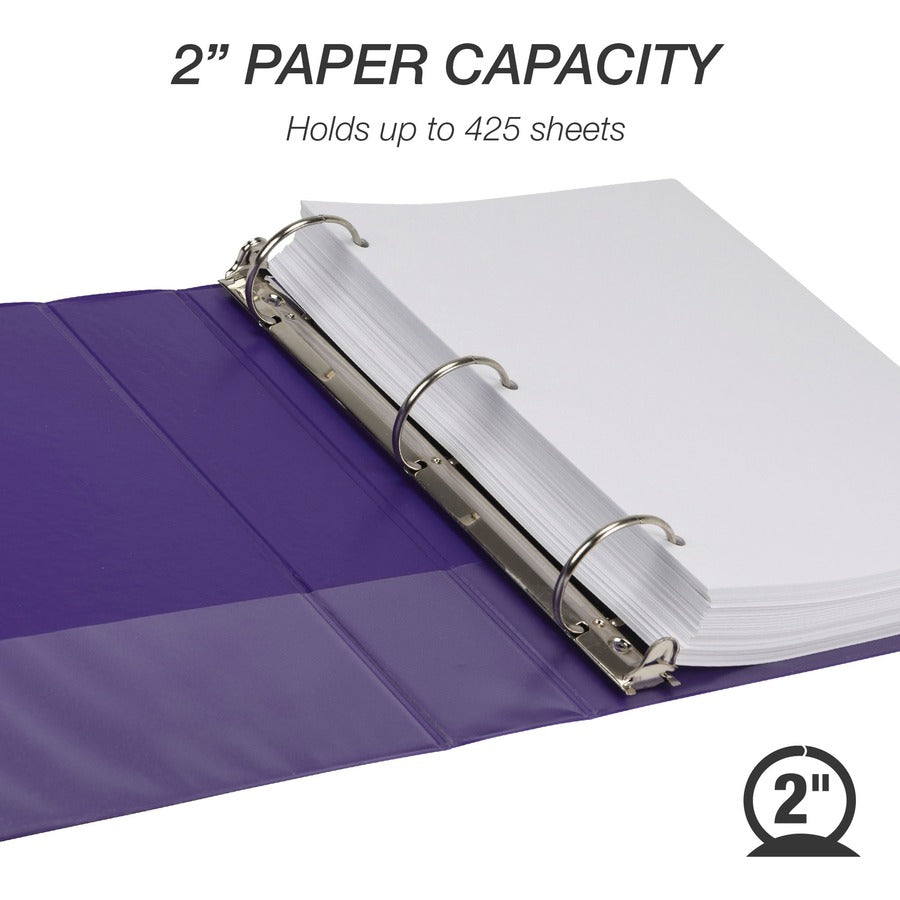 Image of Samsill® Earth's Choice Plant-Based Durable Fashion View Binder, 3 Rings, 2" Capacity, 11 x 8.5, Purple, 2/Pack