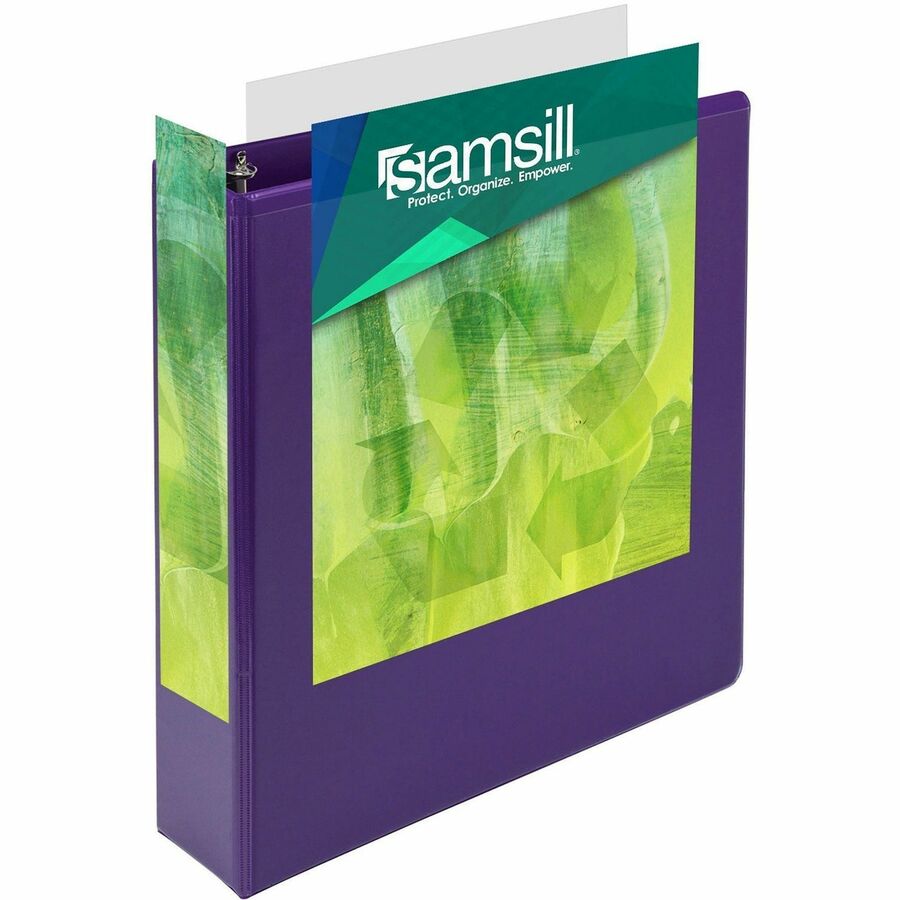 Image of Samsill® Earth's Choice Plant-Based Durable Fashion View Binder, 3 Rings, 2" Capacity, 11 x 8.5, Purple, 2/Pack