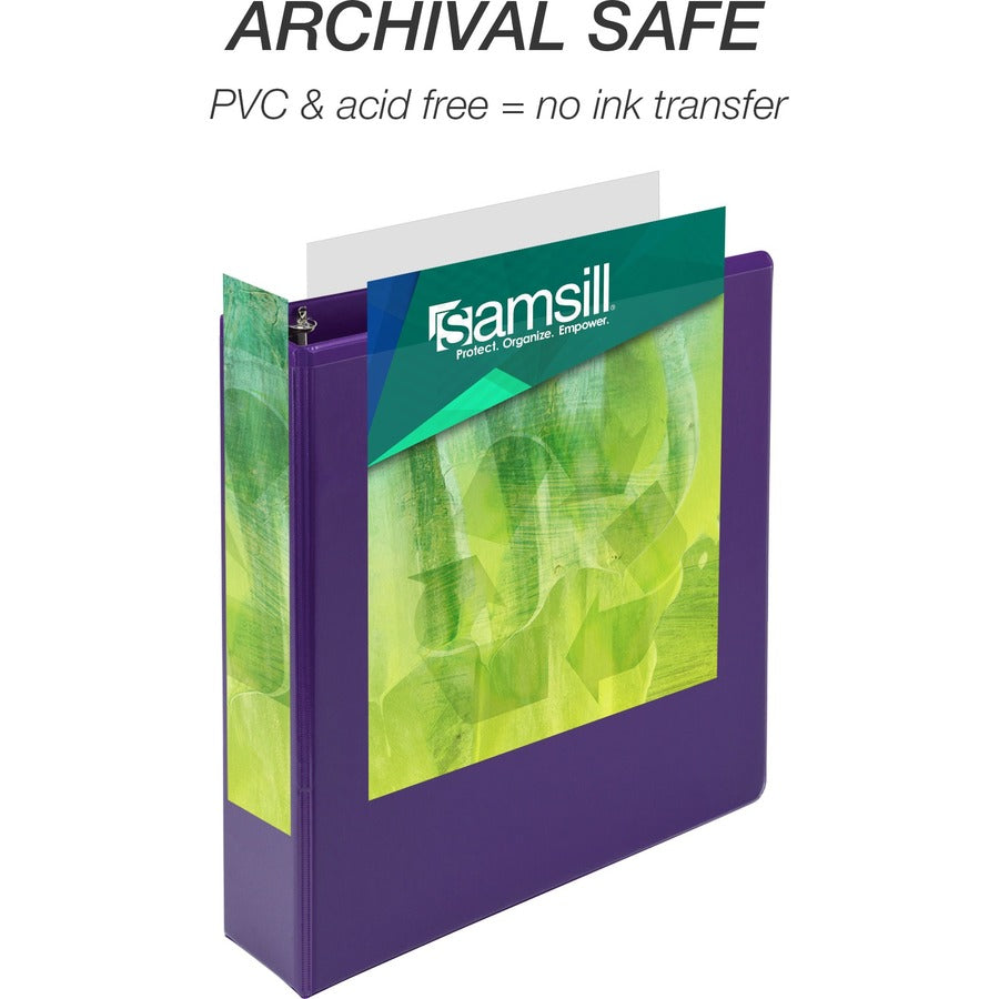 Image of Samsill® Earth's Choice Plant-Based Durable Fashion View Binder, 3 Rings, 2" Capacity, 11 x 8.5, Purple, 2/Pack