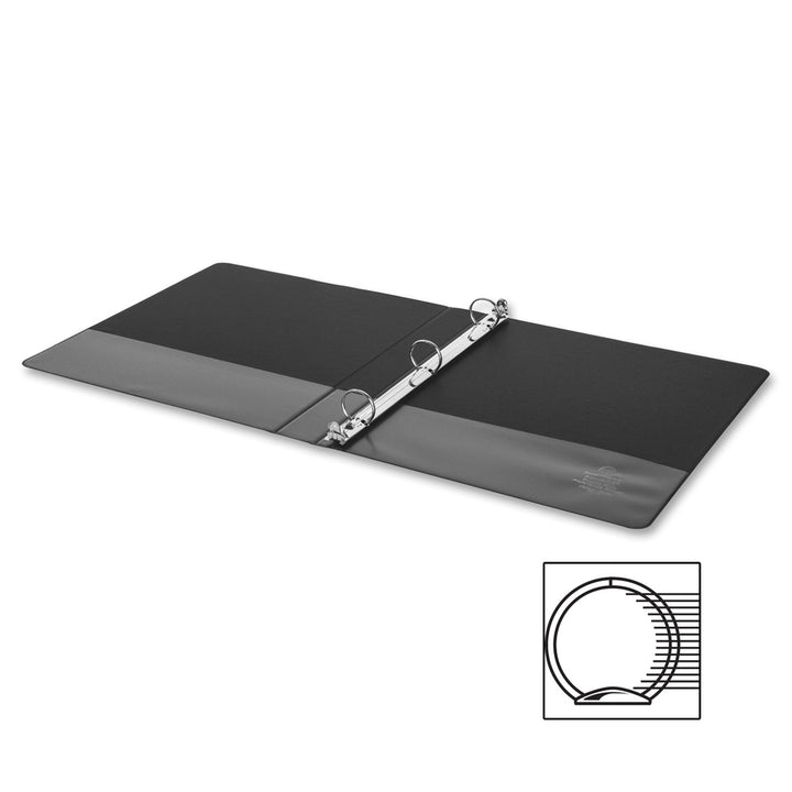 Image of Business Source Binder, Round Rings, 1" Capacity, 8-1/2"x5-1/2", Black