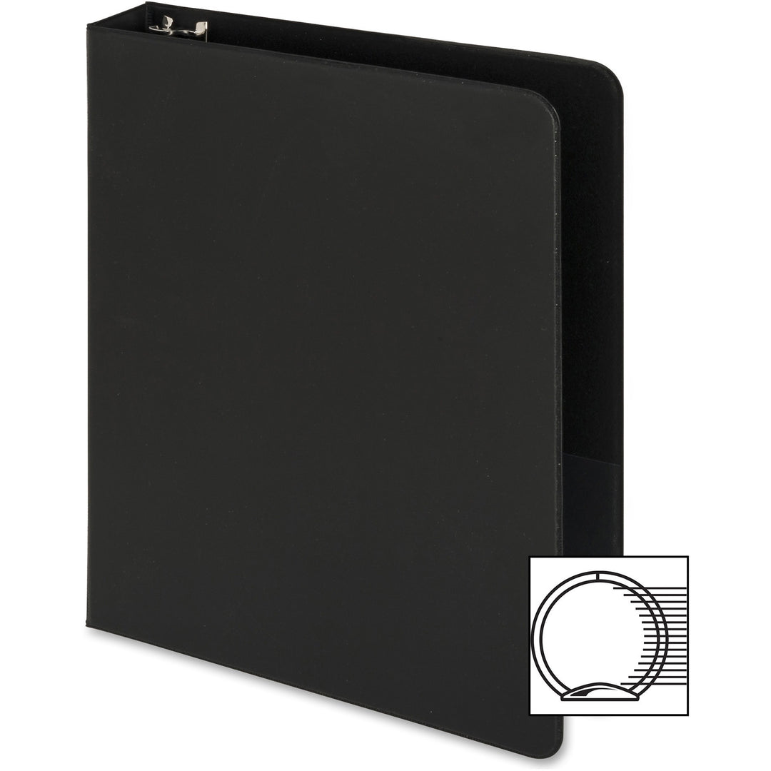 Image of Business Source Binder, Round Rings, 1" Capacity, 8-1/2"x5-1/2", Black