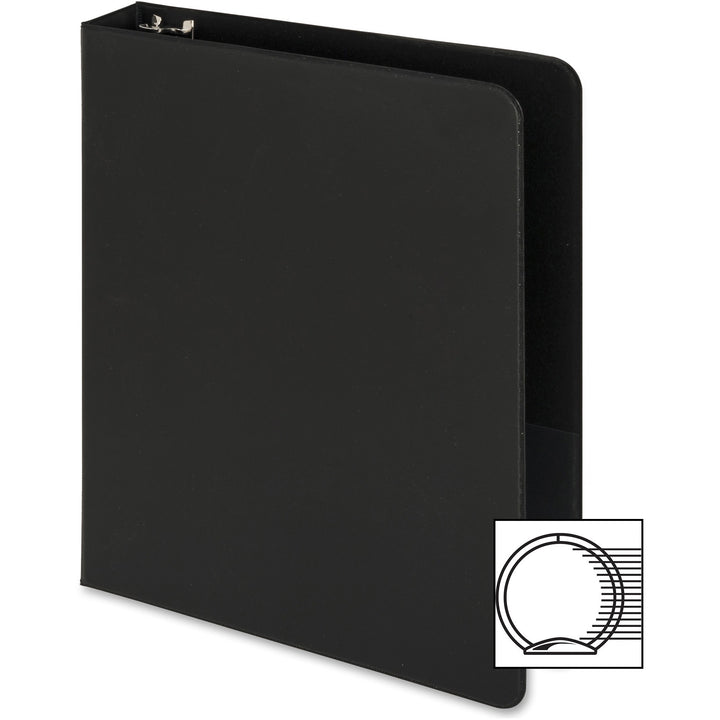 Image of Business Source Binder, Round Rings, 1" Capacity, 8-1/2"x5-1/2", Black