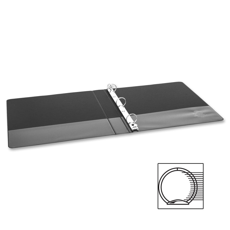 Image of Business Source Binder, Round Rings, 1" Capacity, 8-1/2"x5-1/2", Black