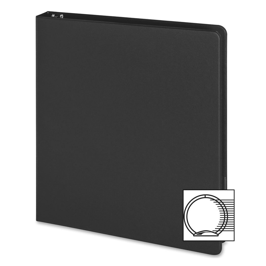 Image of Business Source Binder, Round Rings, 1" Capacity, 8-1/2"x5-1/2", Black