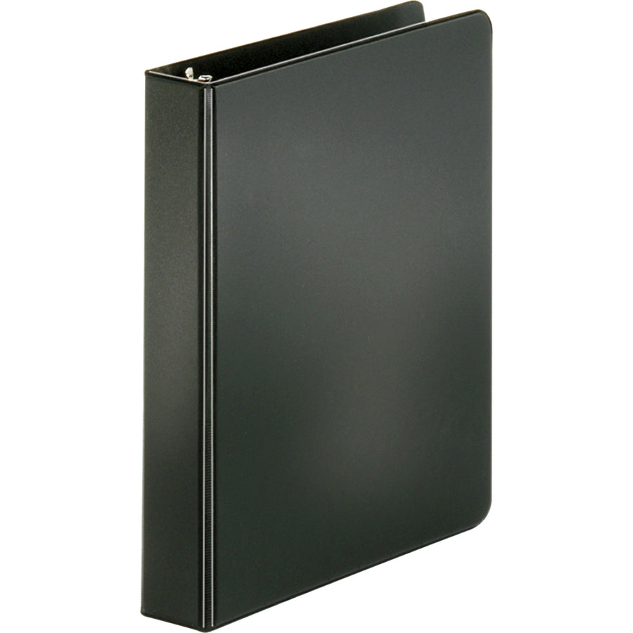 Image of Business Source Binder, Round Rings, 1" Capacity, 8-1/2"x5-1/2", Black