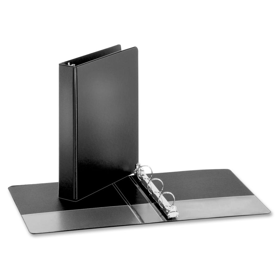 Image of Business Source Binder, Round Rings, 1" Capacity, 8-1/2"x5-1/2", Black