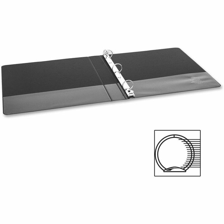 Image of Business Source Binder, Round Rings, 1" Capacity, 8-1/2"x5-1/2", Black